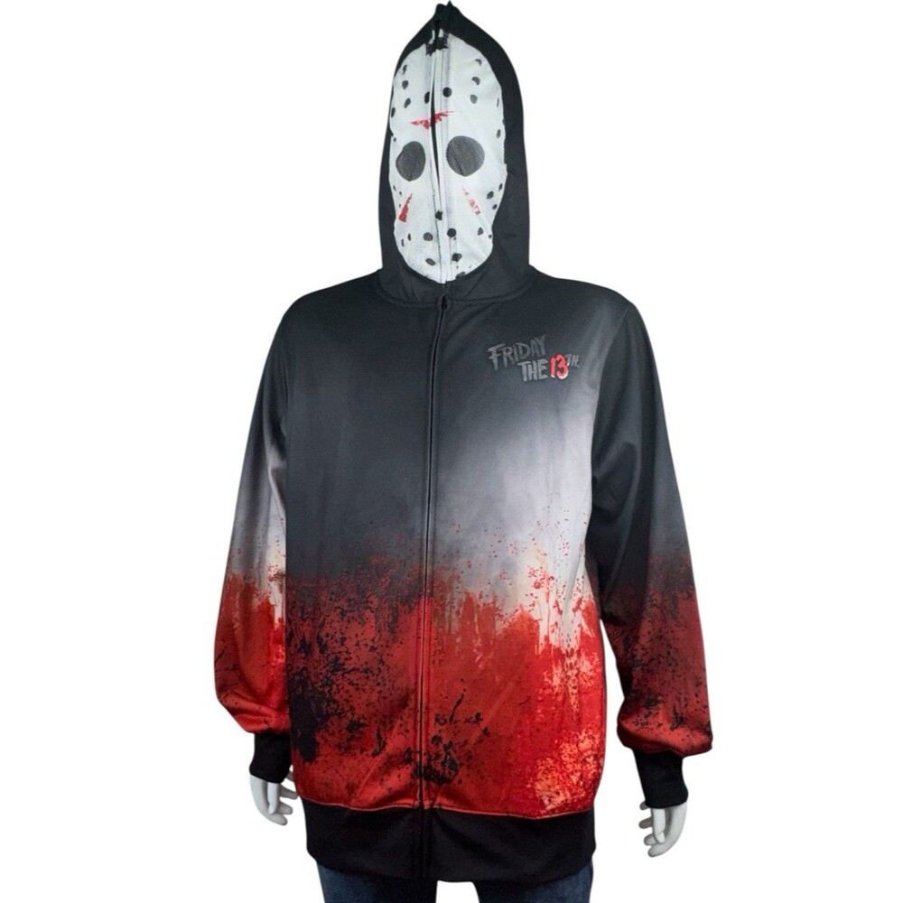 Friday The 13th Mens Size X-Large Zip Up Jacket Hoodie Jason Mask Halloween New